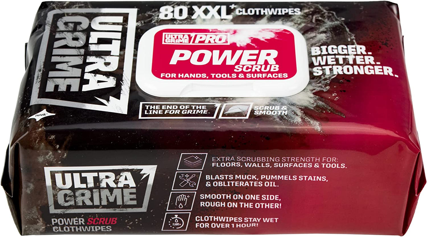 UltraGrime XXL PRO Power Scrub Cleaning Wet Wipes Big Size Professional 80 PACK