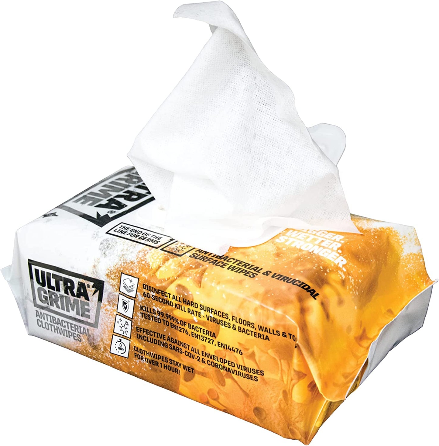 UltraGrime PRO Anti-Bac Cleaning Wet Wipes Disposable Multi-Purpose Cloths (100)