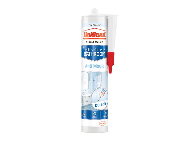 UniBond 2707171 Anti-Mould Kitchen & Bathroom Sealant Cartridge Translucent 274g