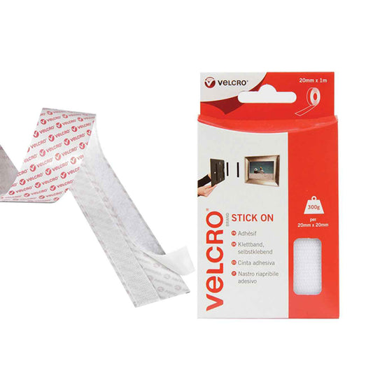 VELCRO 60210 Stick On Tape 20mm x 1m White