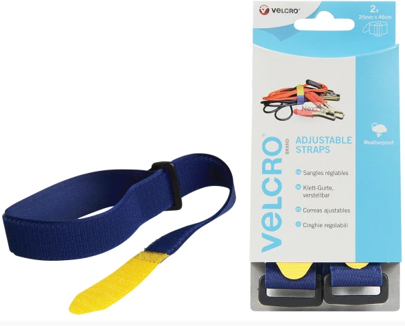 VELCRO 60328 Adjustable Straps (2) 25mm x 46cm Blue