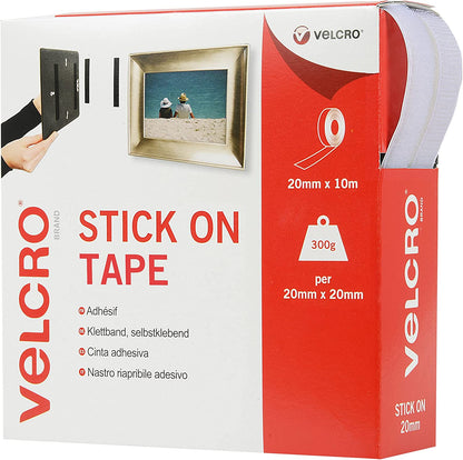 VELCRO 60219 Stick On Tape 20mm x 10m White