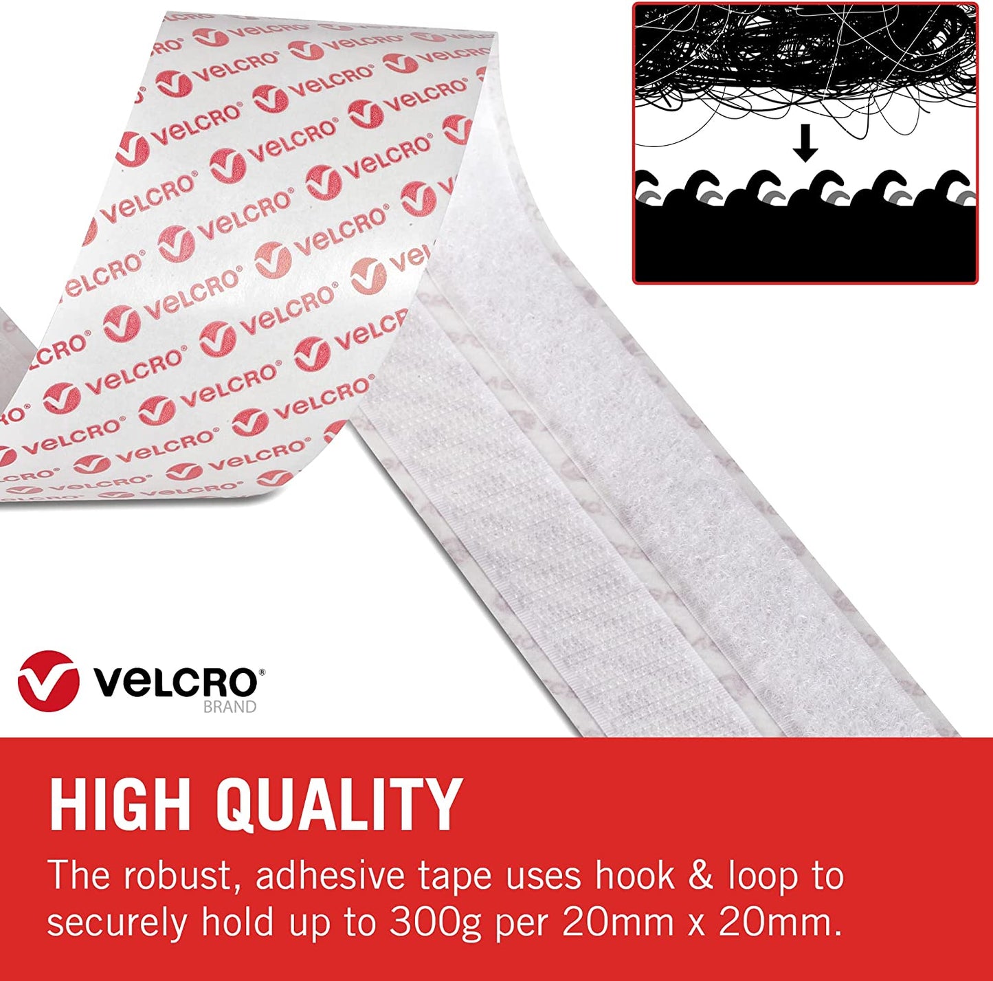 VELCRO 60219 Stick On Tape 20mm x 10m White
