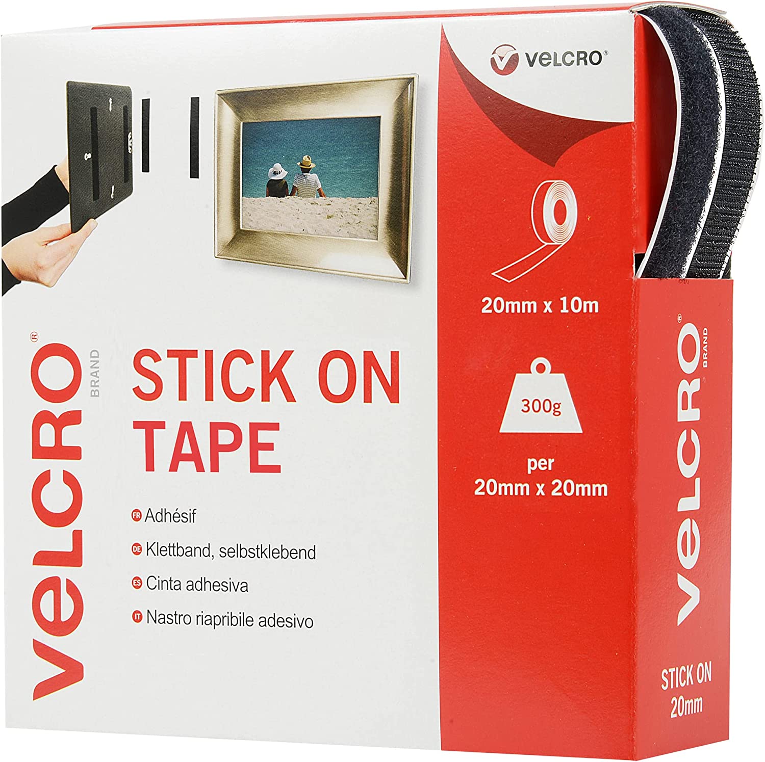 VELCRO 60220 Stick On Tape 20mm x 10m Black