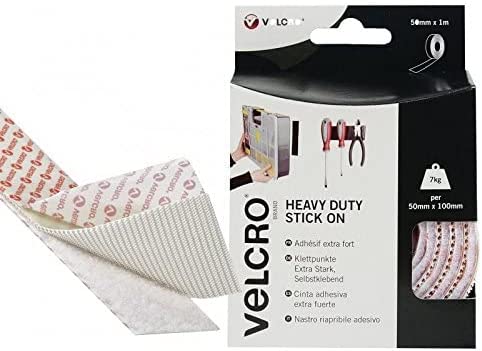 VELCRO 60242 Heavy-Duty Stick On Tape 50mm x 1m White