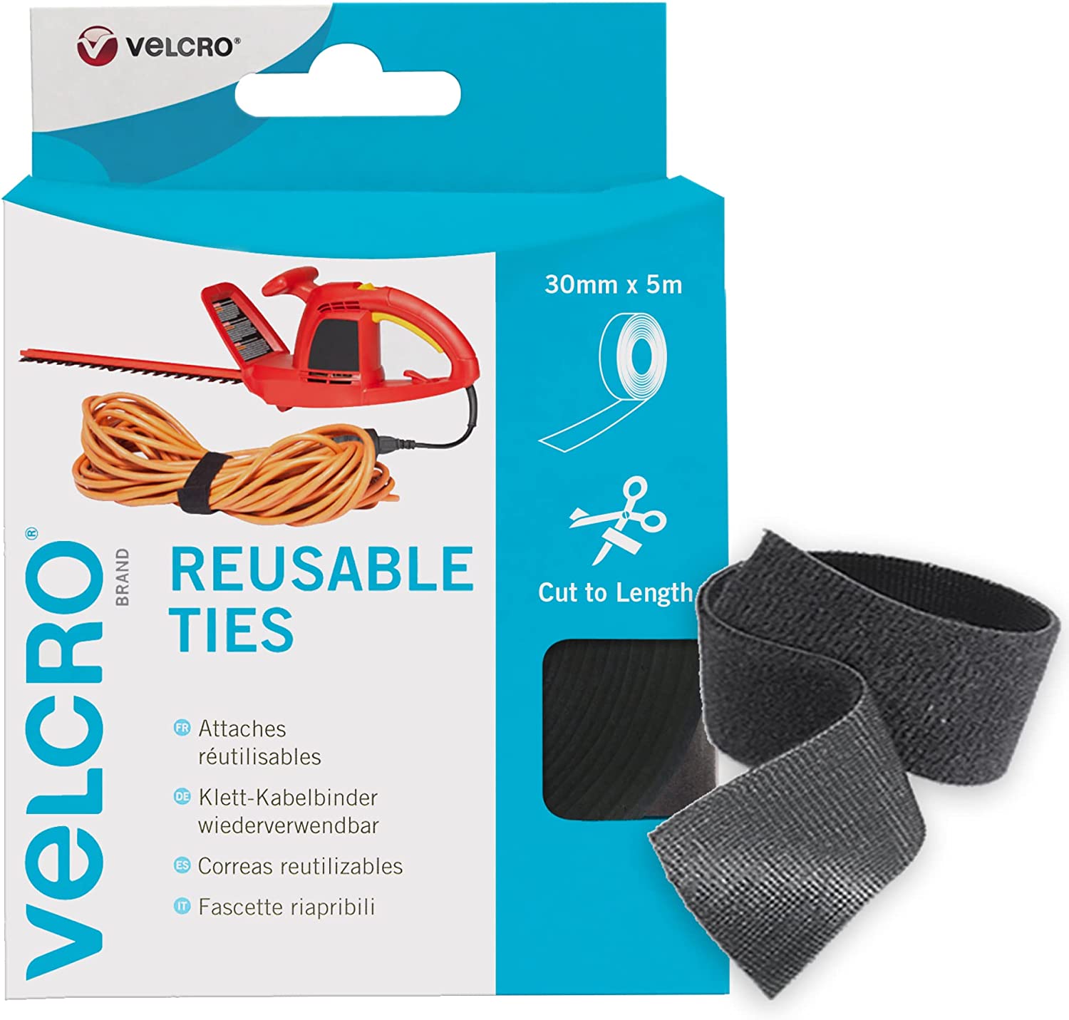 VELCRO 60254 ONE-WRAP Reusable Ties 30mm x 5m Black