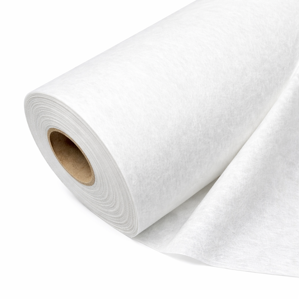 White non-woven geotextile drainage fabric supplied in a 4.5m wide roll