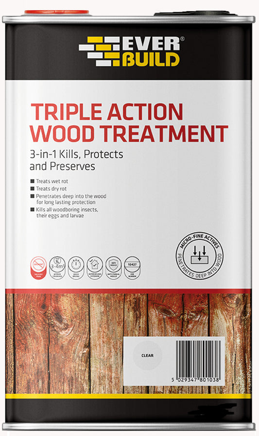 EVERBUILD Triple Action Wood Treatment Dry & Wet Rot Kills Woodworm