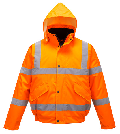 PORTWEST S463 -sz XL ORANGE Hi-Vis Bomber Jacket Safety Reflective Road