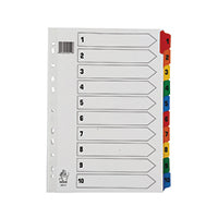 A4 Mylar Index 1-10 Multi-Colour