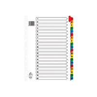 A4 Mylar Index 1-20 Multi-Colour