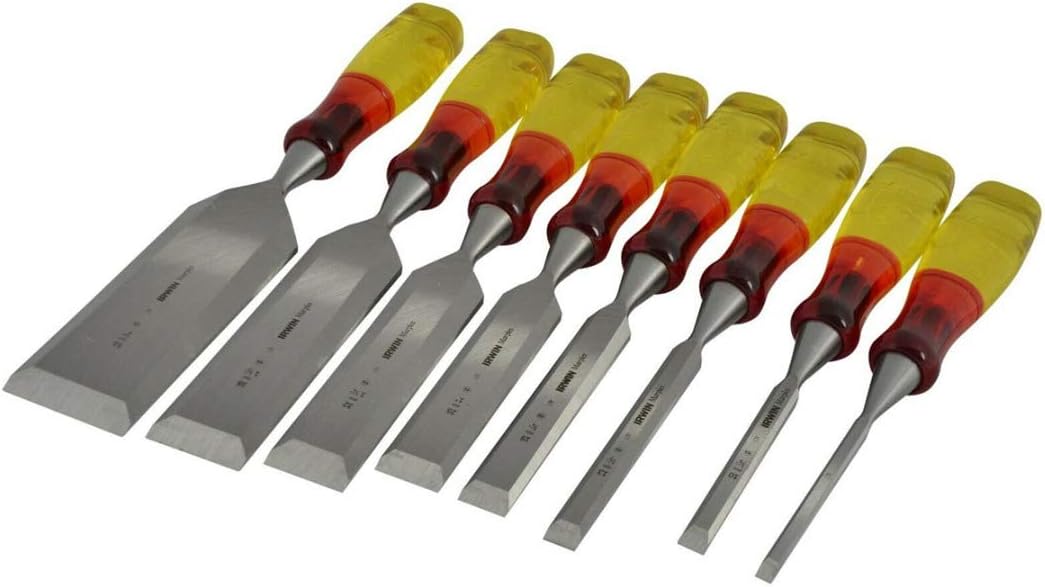 IRWIN Marples M373 Splitproof Bevel Edge Chisel Set in Storage Box, 8 Piece