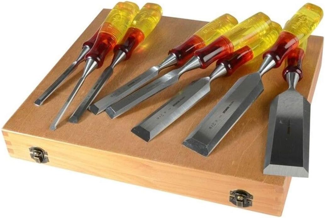 IRWIN Marples M373 Splitproof Bevel Edge Chisel Set in Storage Box, 8 Piece