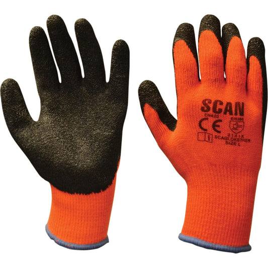 Scan Orange Knitshell Thermal Work Gloves (3 Pairs) Large