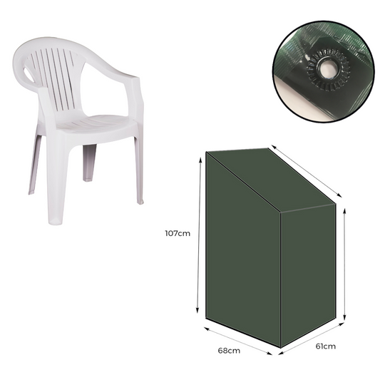 Yuzet Stacking Chair Cover Heavy Duty Green Strong Waterproof Outdoor Garden