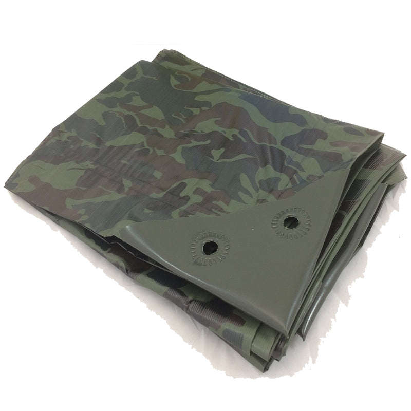 5.4m x 7m Green Camouflage Camo XT Tarpaulin Heavy Duty TarpGround Sheet Ribbed Strength