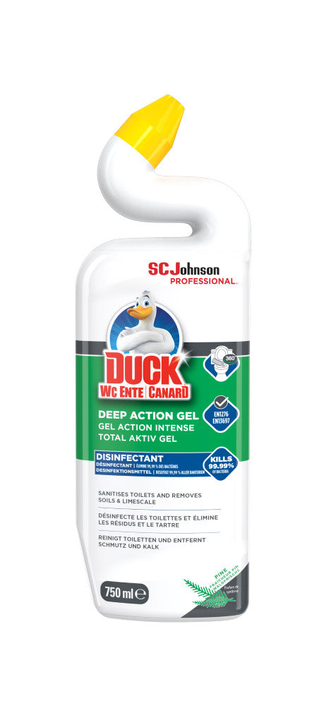 Duck 750ml deep action Gel Pine Toilet Cleaner Limescale Stain Remover