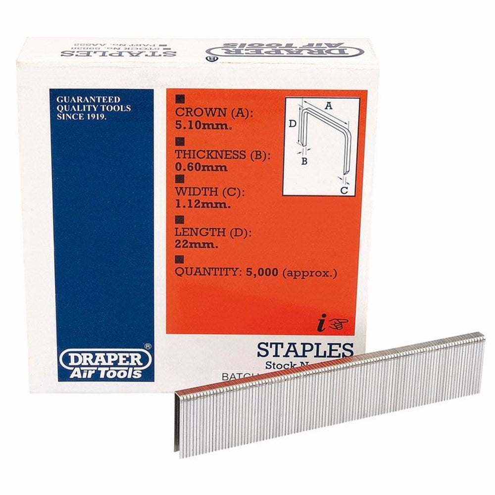 DRAPER 59838 - 22mm Staples (5000)