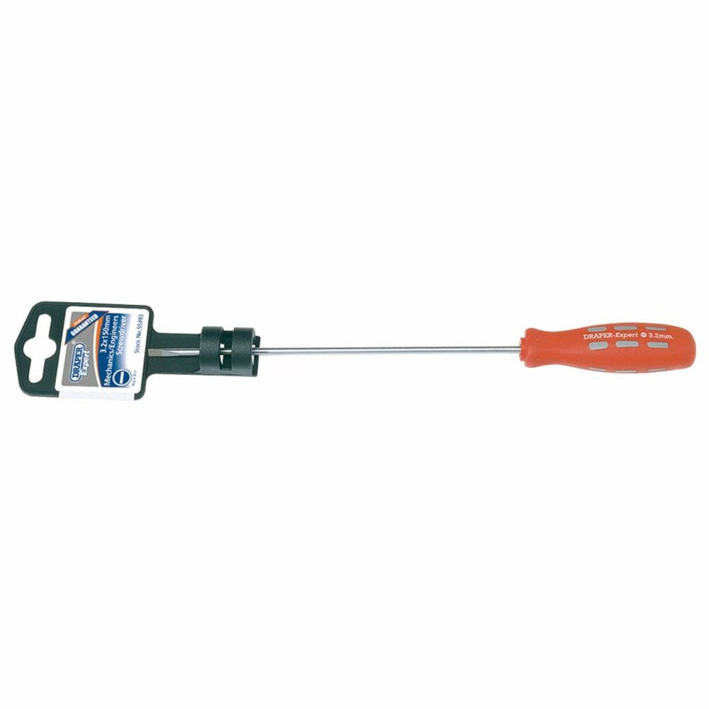 DRAPER 55493 - 3.2mm x 150mm Plain Slot Parallel Tip Mechanics Screwdriver