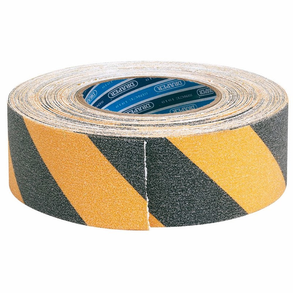 DRAPER 65440 - 18M x 50mm Black and Yellow Heavy Duty Safety Grip Tape Roll