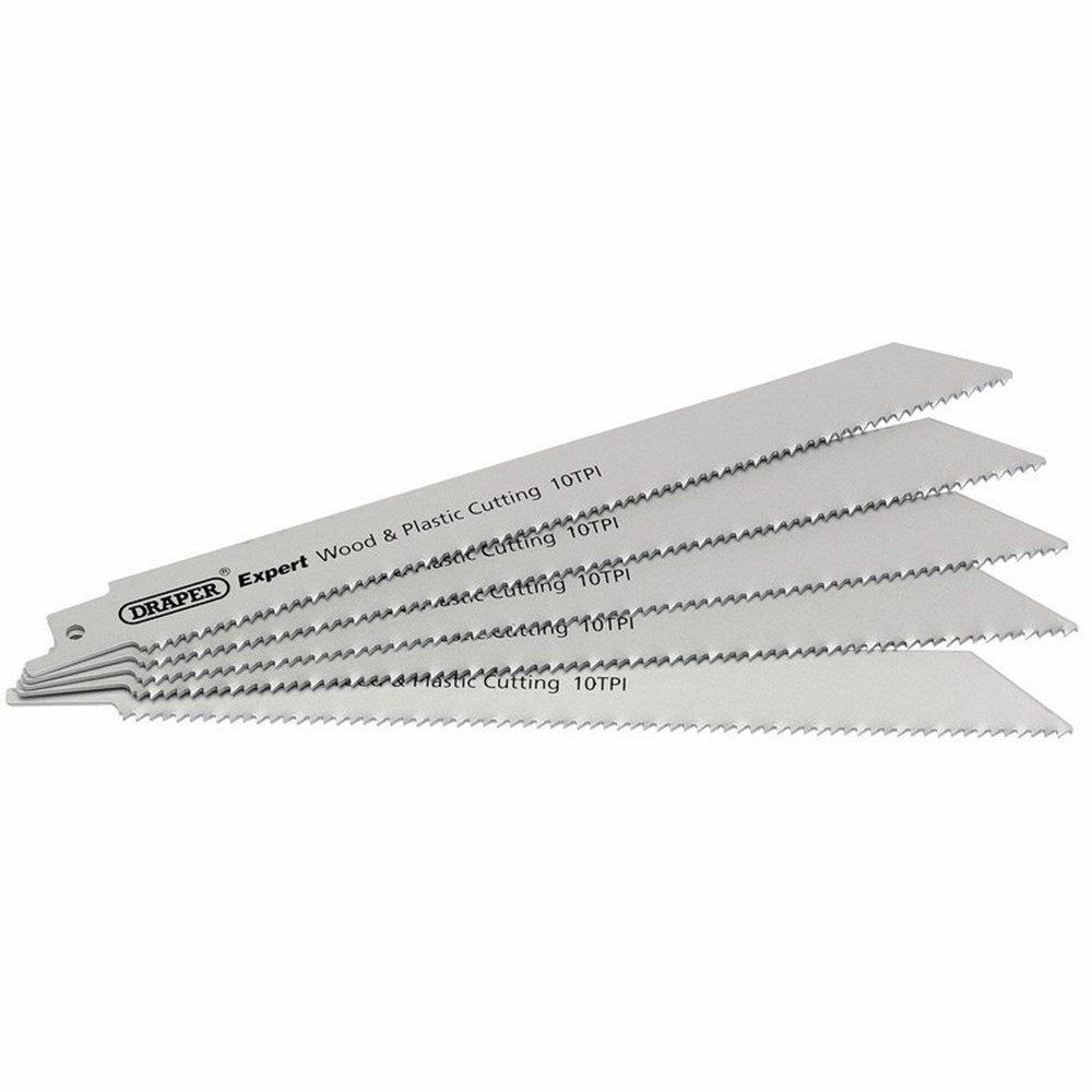 DRAPER 02303 - 200mm Reciprocating Saw Blades (10tpi) - Pack of 5 Blades