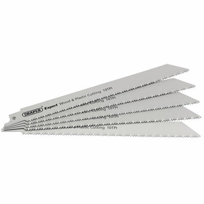 DRAPER 02303 - 200mm Reciprocating Saw Blades (10tpi) - Pack of 5 Blades