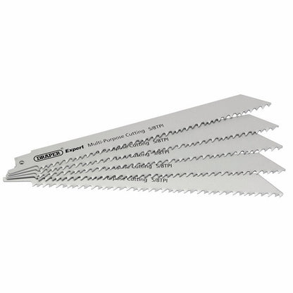 DRAPER 02314 - Expert 200mm 5/8tpi HSS Reciprocating Saw Blades for Multi Purpose Cutting - Pack of 5 Blades