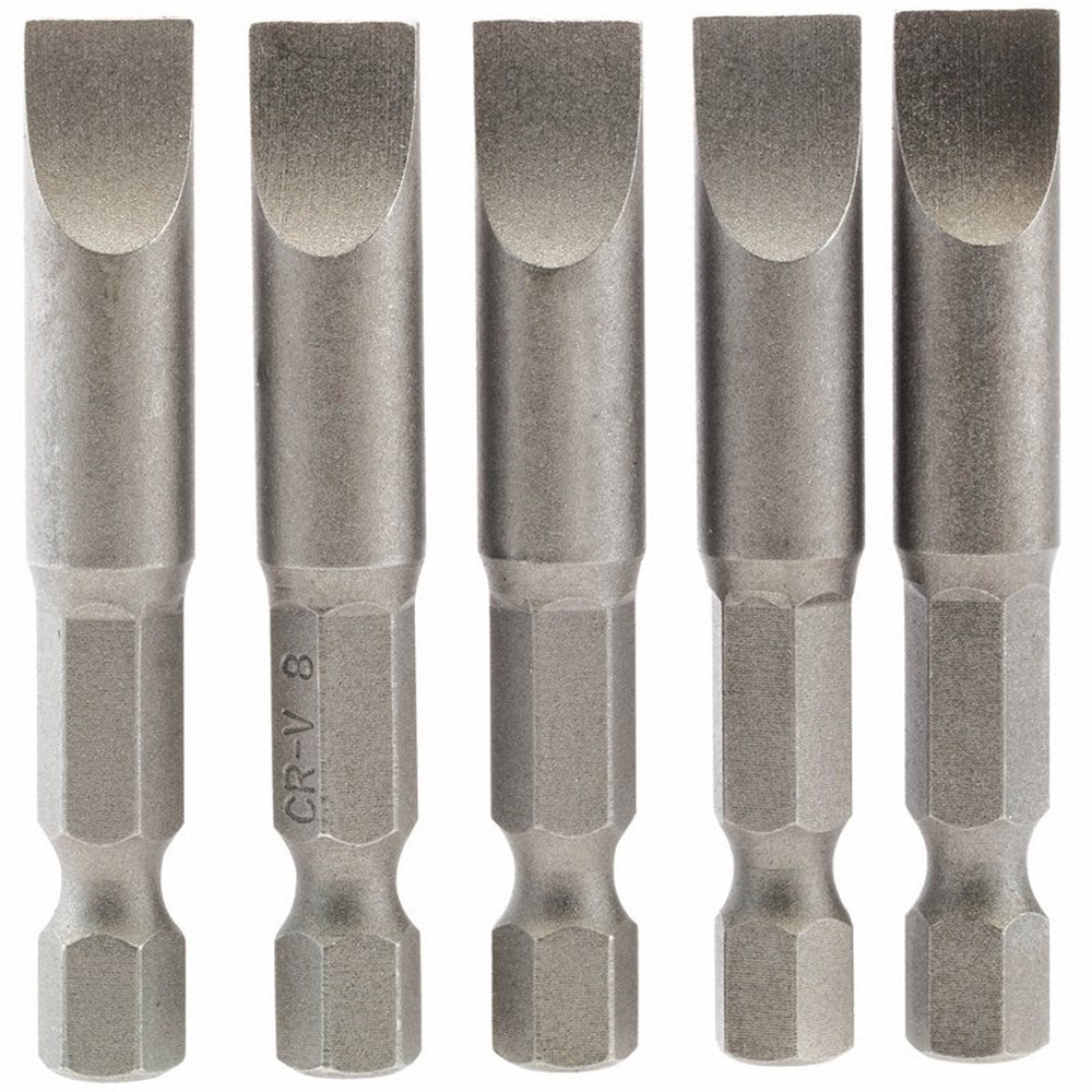 DRAPER 64280 - 8mm 1/4" Hex Plain Slot Insert Bit 50mm Long x 5