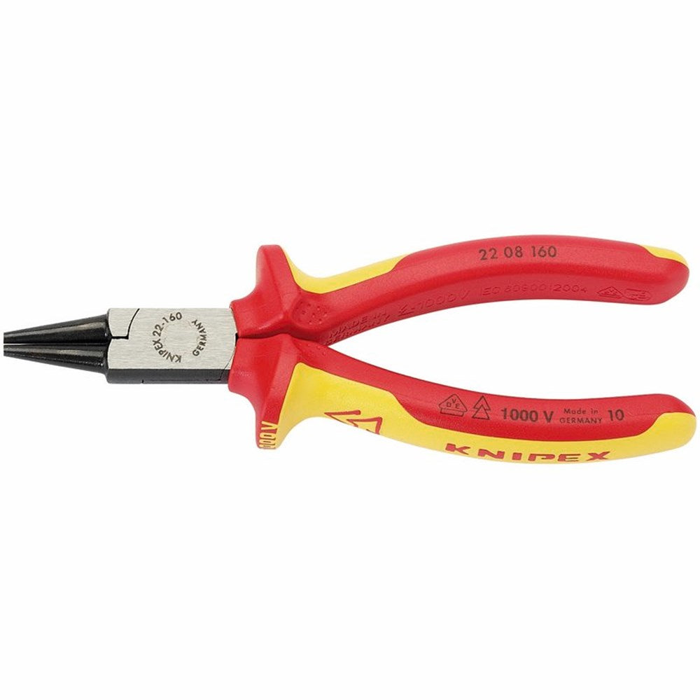 DRAPER 31990 - Knipex 22 08 160UKSBE VDE Fully Insulated Round Nose Pliers (160mm)