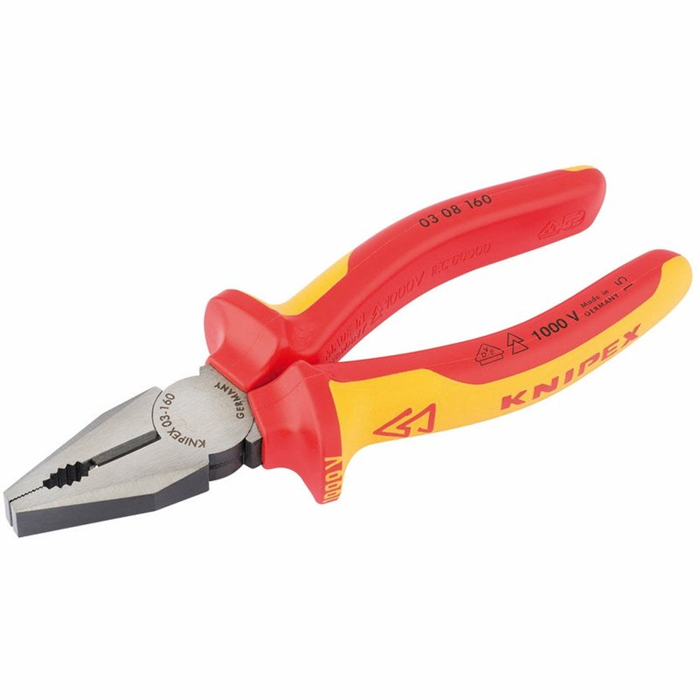 DRAPER 32019 - Knipex 03 08 160UKSBE VDE Fully Insulated Combination Pliers (160mm)