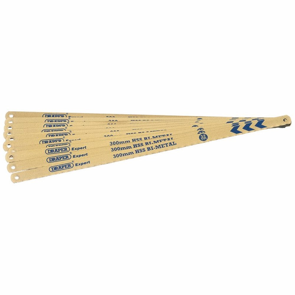 DRAPER 38266 - Bi-metal Hacksaw Blades, 300mm, 32tpi (Pack of 10)