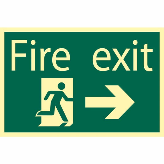 DRAPER 72662 - Glow In The Dark 'Fire Exit Arrow Right' Safety Sign