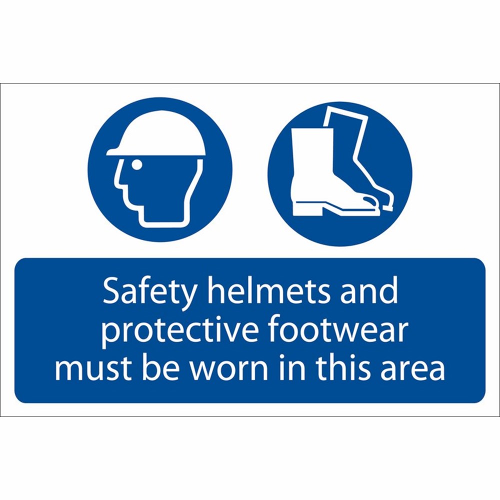 DRAPER 72870 - 'Safety Helmets And Protective Footwear Must Be Worn' Mandatory Sign