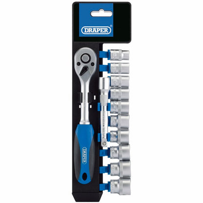 DRAPER 16371 - 3/8" Sq. Dr. Metric Socket and Ratchet Set (12 Piece)