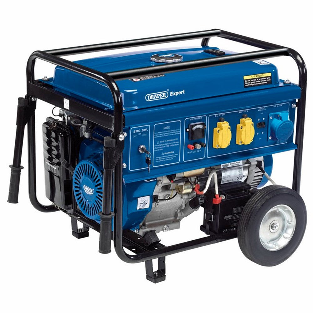 DRAPER 16143 - Petrol Generator with Wheels (6.5kVA/6.0kW)