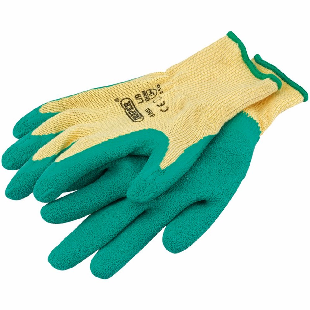 DRAPER 82603 - Heavy Duty Latex Coated Work Gloves, Large, Green