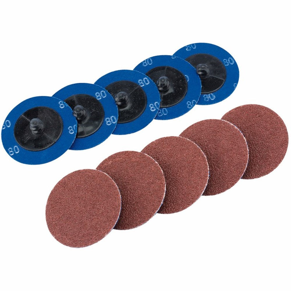 DRAPER 75610 - Ten 50mm 80 Grit Aluminium Oxide Sanding Discs