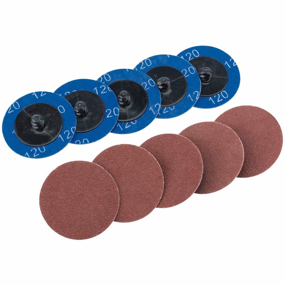 DRAPER 75611 - Ten 50mm 120 Grit Aluminium Oxide Sanding Discs