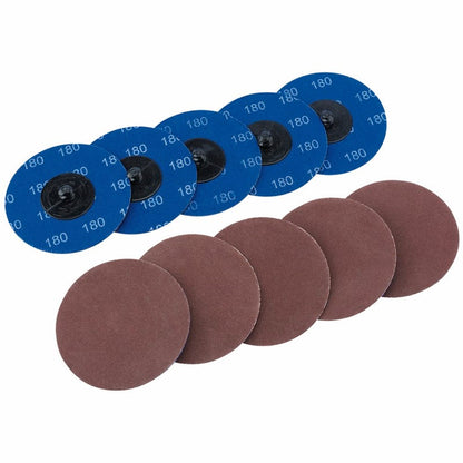 DRAPER 75618 - Ten 75mm 180 Grit Aluminium Oxide Sanding Discs