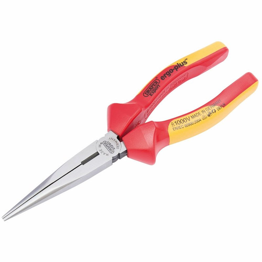 DRAPER 50247 - 200mm Ergo Plus® Fully Insulated VDE Slimline Long Nose Pliers