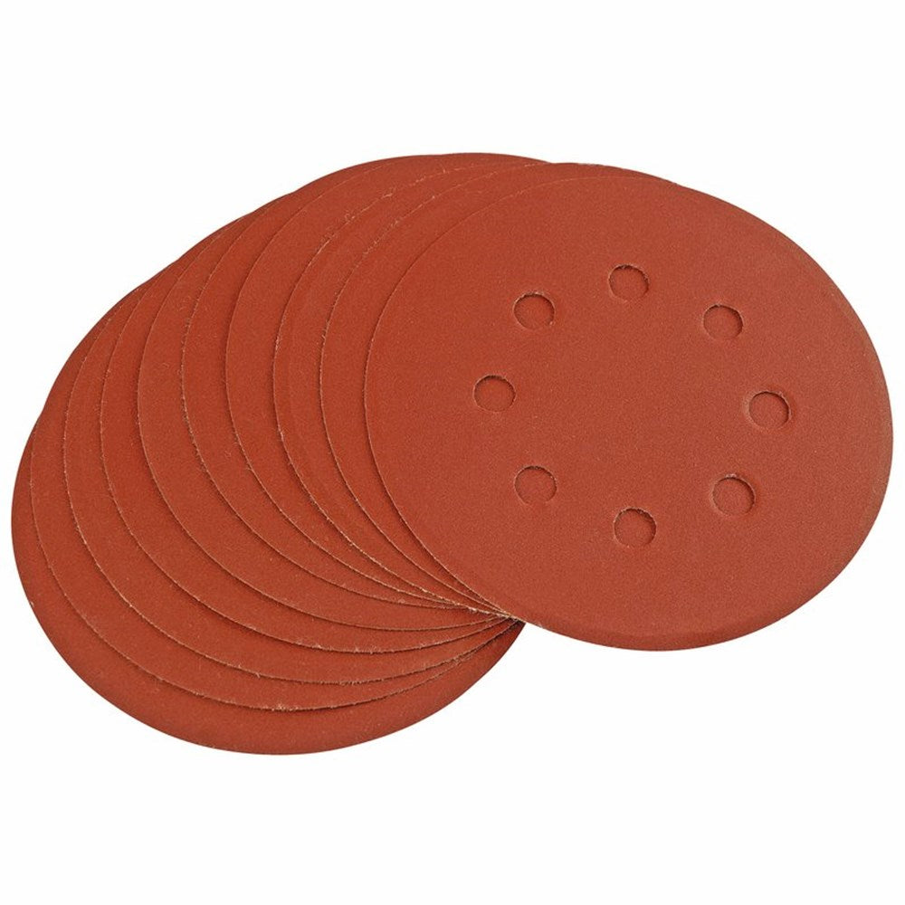 DRAPER 44342 - Ten 125mm 320 Grit Hook and Loop Sanding Discs