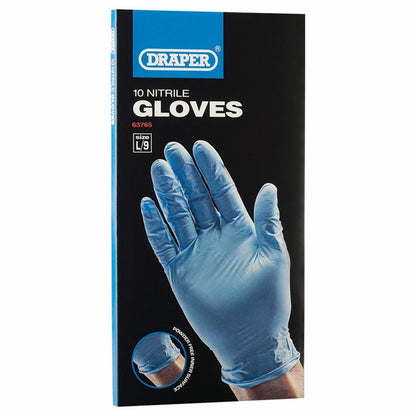DRAPER 63765 - Large Nitrile Gloves (Pack of 10)