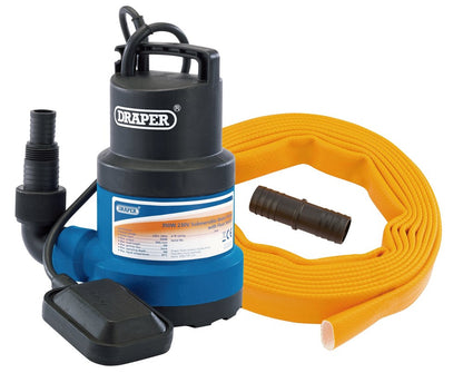 DRAPER 61815 - 125L/Min Submersible Clear Water Pump Kit C/W Layflat Hose, supplied with Adaptor (5m x 25mm)