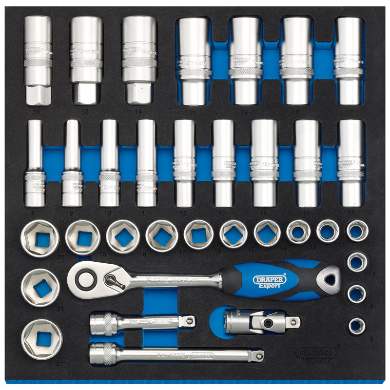 Draper 63584 3/8" SOCKET SET IN 1/2 DRAWER EVA INSERT TRAY (35 PIECE)