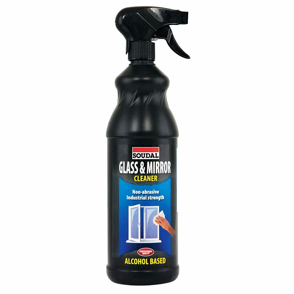 Soudal 1L Glass & Mirror Cleaner Window Glazing Industry Alcohol Non Smear