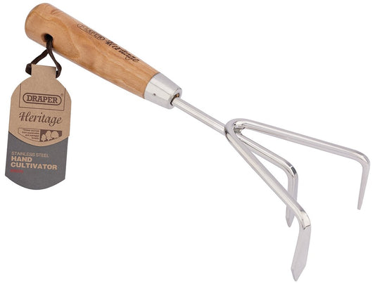 DRAPER 99026 - Draper Heritage Stainless Steel Hand Cultivator with Ash Handle