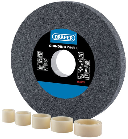 DRAPER 99567 - Aluminium Oxide Bench Grinding Wheel 60G (150mm x 20mm)