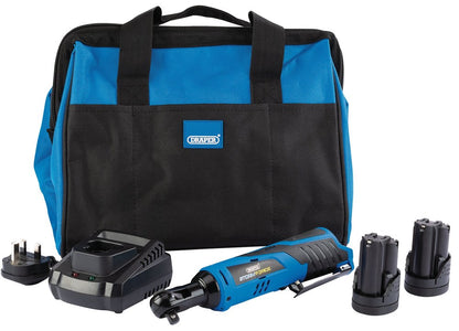 DRAPER 99716 - Draper Storm Force� 10.8V Power Interchange Reversible Ratchet Kit (+2x 1.5Ah Batteries, Charger and Bag)