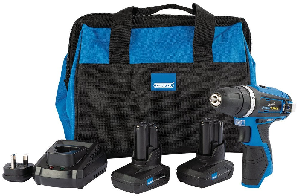 DRAPER 99722 - Draper Storm Force� 10.8V Power Interchange Rotary Drill Kit (+2x 4Ah Batteries, Charger and Bag)