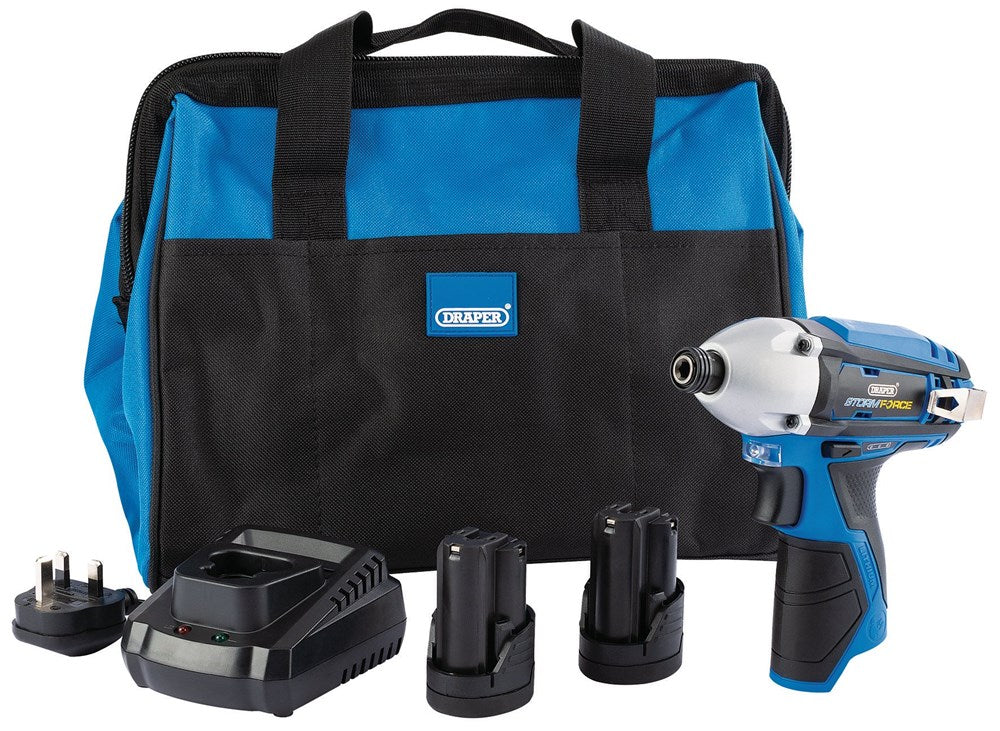 DRAPER 99724 - Draper Storm Force? 10.8V Power Interchange Impact Driver Kit (+2x 1.5Ah Batteries, Charger and Bag)